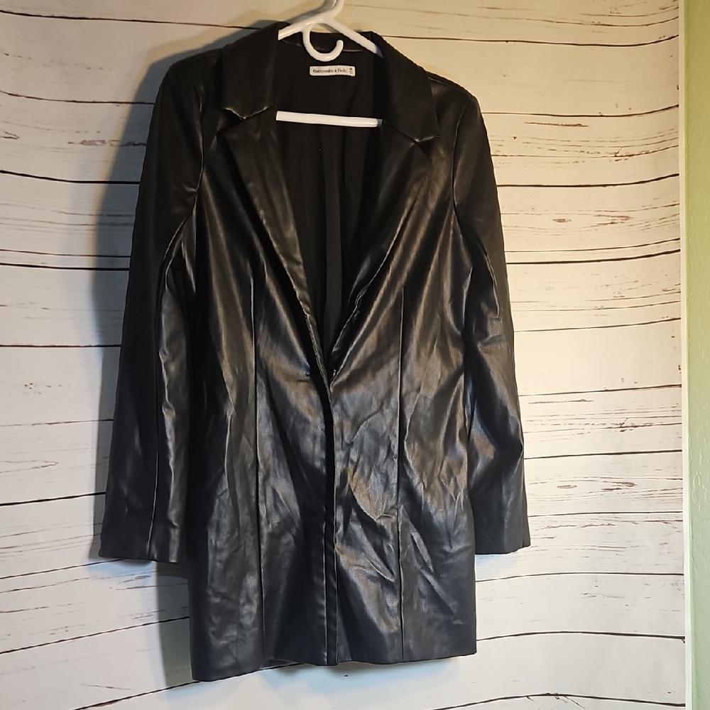 Abercrombie & Fitch Black Faux Leather Blazer